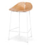 65cm Matte White Bar Stool | Natural | Myka Home