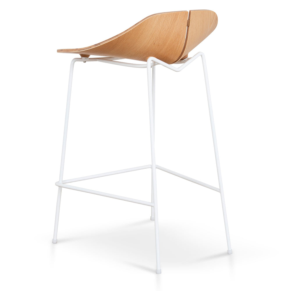 65cm Matte White Bar Stool | Natural | Myka Home - View 4