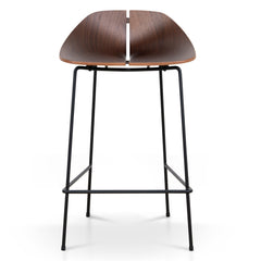 65cm Matte Black Bar Stool | Walnut | Myka Home