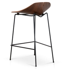 65cm Matte Black Bar Stool | Walnut | Myka Home