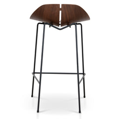 65cm Matte Black Bar Stool | Walnut | Myka Home
