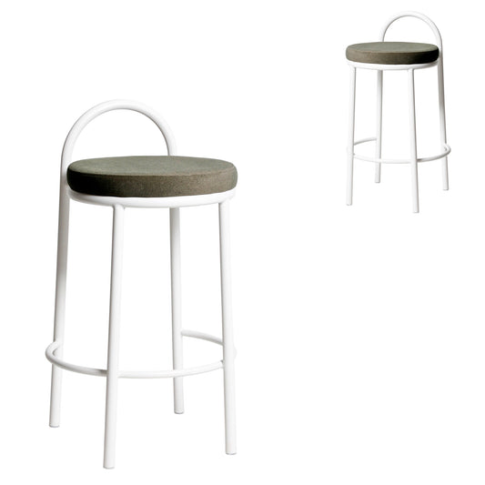63cm White Frame Bar Stool | Dark Moss Green (Set of 2) | Myka Home