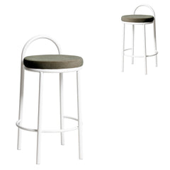 63cm White Frame Bar Stool | Dark Moss Green (Set of 2) | Myka Home