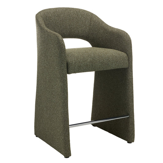 65CM Fabric Bar Stool | Twill Green (Set Of 2) | Myka Home