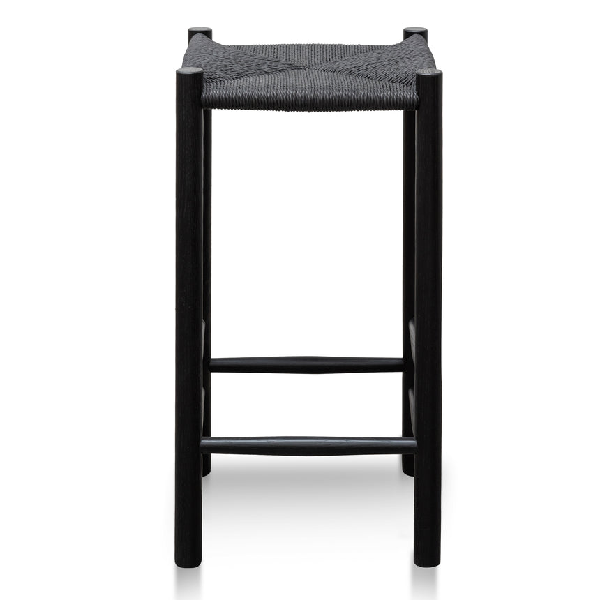 65cm Oak Bar Stool - Black - View 2