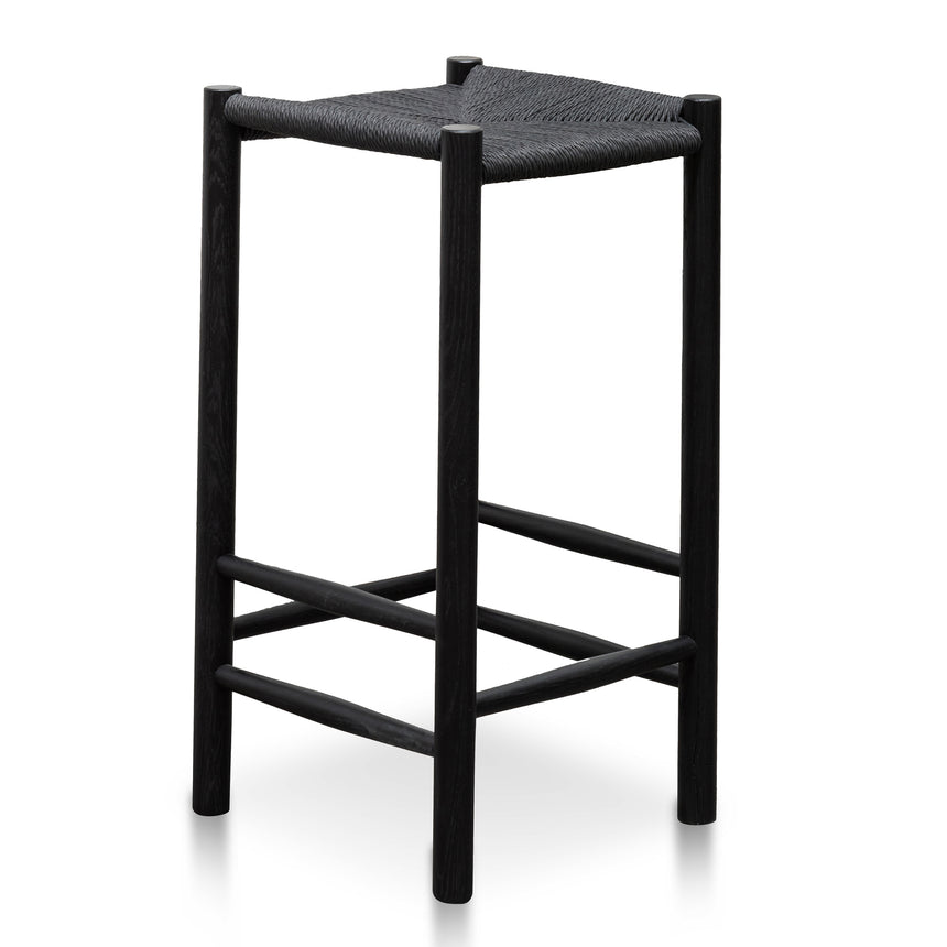 65cm Oak Bar Stool - Black - View 3
