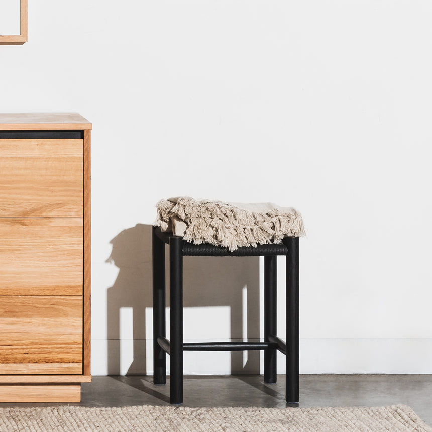 Oak Low Stool - Black - View 2