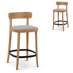 Ex Display - CBS6665-SD 65cm Bar Stool - Natural with Grey Seat