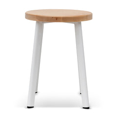 Ex Display - CBS6997-NH 46cm Natural Wooden Seat Low Stool - White Legs