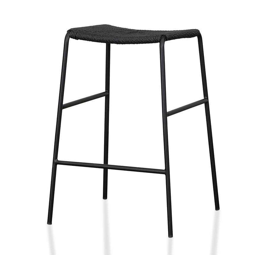 65cm Rattan Barstool - Full Black (Set of 2) - View 2