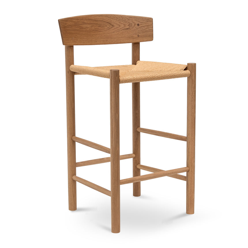 65cm Bar Stool - Natural with Back Rest - View 3