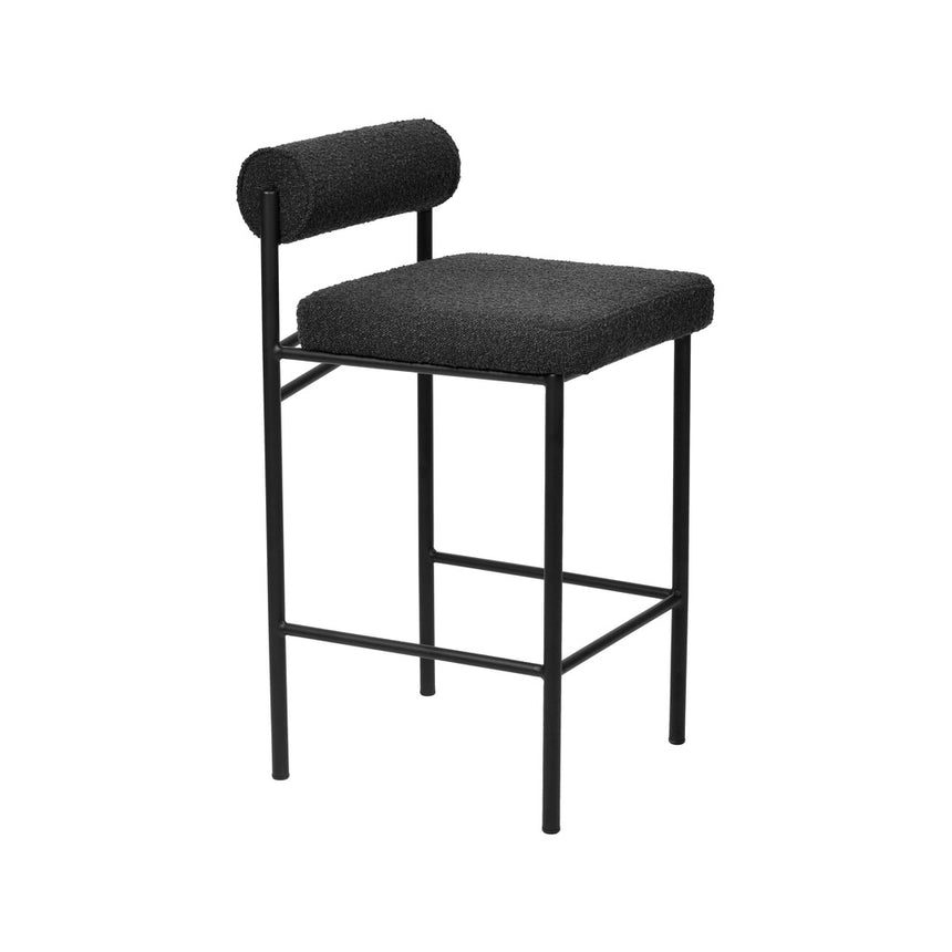 65cm Bar Stool - Black Boucle (Set of 2) - View 5