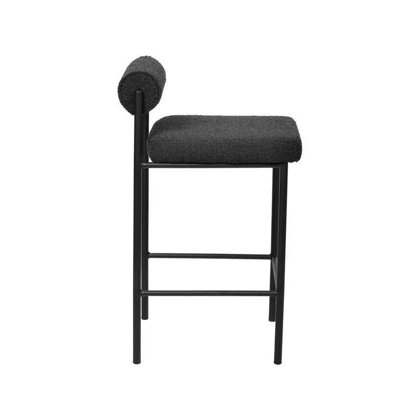 65cm Bar Stool - Black Boucle (Set of 2) - View 6