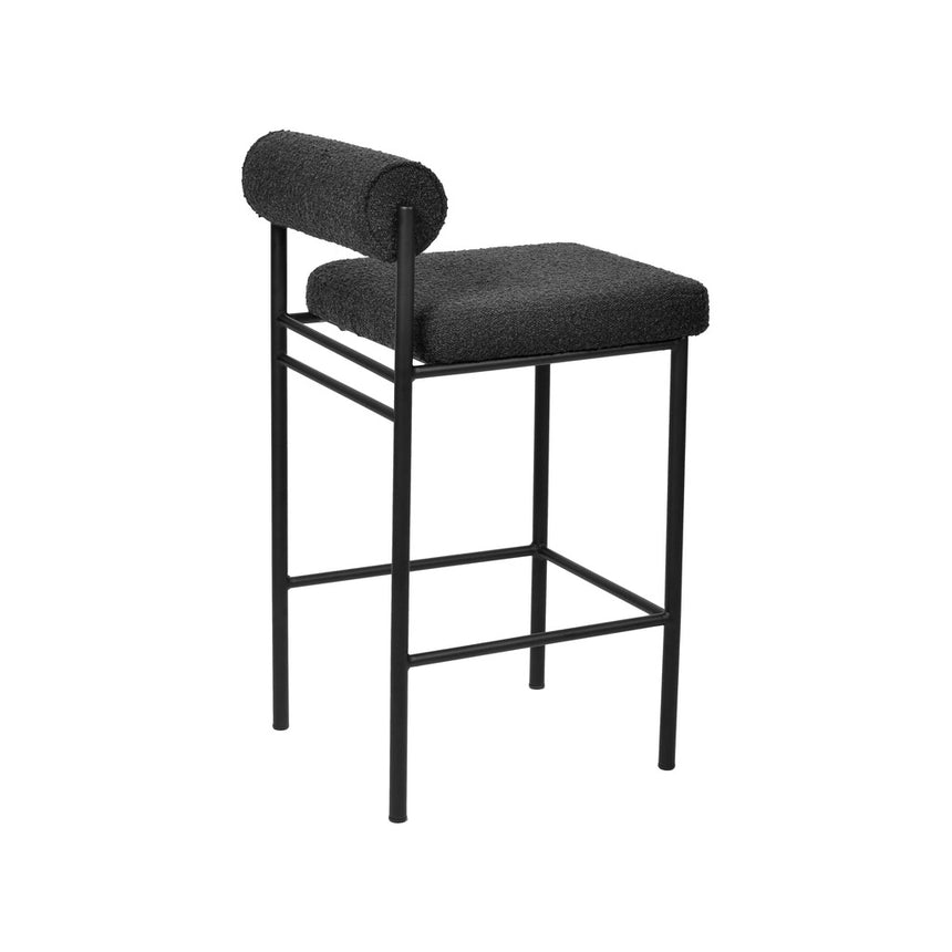 65cm Bar Stool - Black Boucle (Set of 2) - View 7