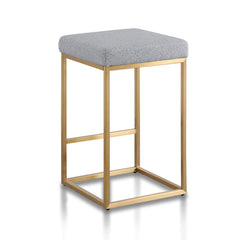 CBS8358-BS Hail Grey Bar Stool - Brushed Gold Base