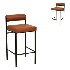 65cm Fabric Bar Stool - Brown (Set of 2)