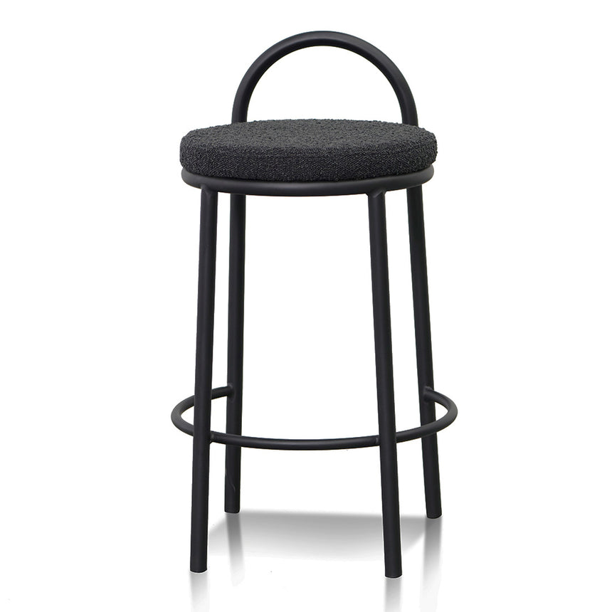 63cm Bar Stool - Black Boucle (Set of 2) - View 2