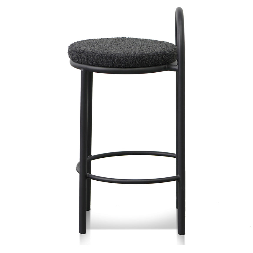 63cm Bar Stool - Black Boucle (Set of 2) - View 9