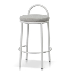 CBS8459-FH 63cm White Frame Bar Stool - Coastal Light Grey (Set of 2)