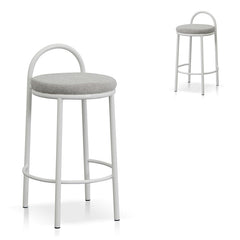 CBS8459-FH 63cm White Frame Bar Stool - Coastal Light Grey (Set of 2)