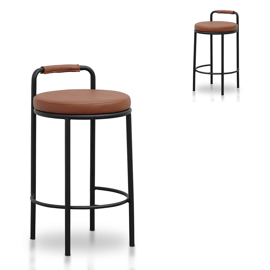 x2 65cm Bar Stool - Brown (Set of 2)
