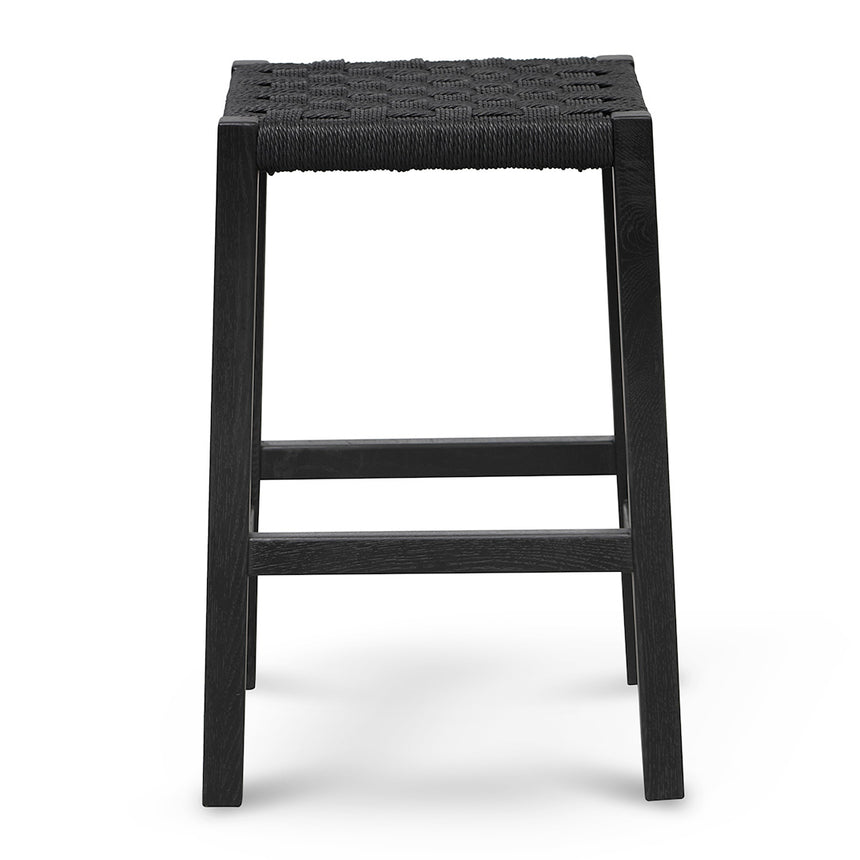 65cm Rattan Bar Stool - Full Black - View 2