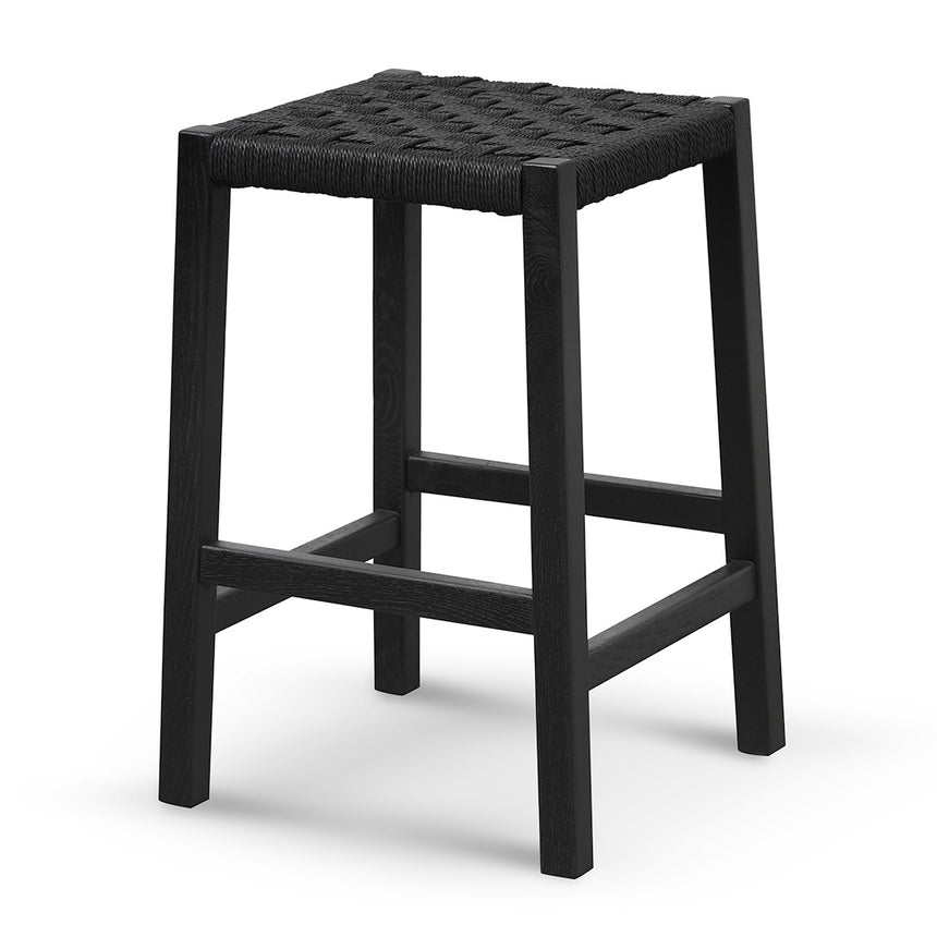 65cm Rattan Bar Stool - Full Black - View 3