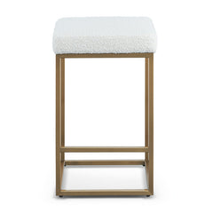 CBS8564-BS Daisy White Boucle Bar Stool - Brushed Gold Base