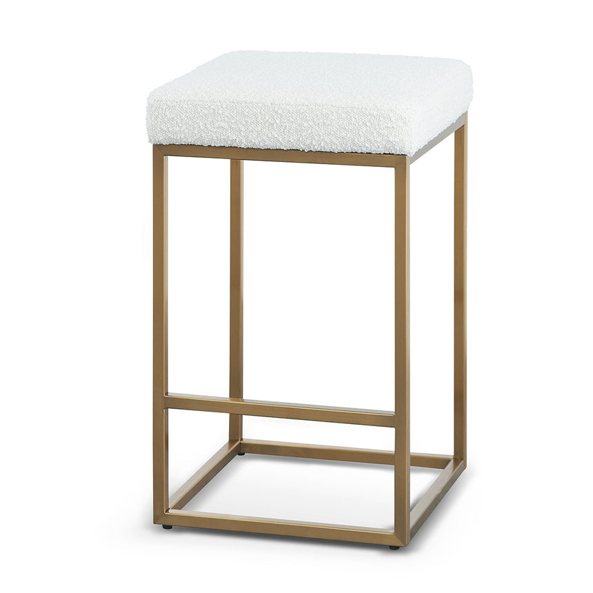 Daisy White Boucle Bar Stool - Brushed Gold Base