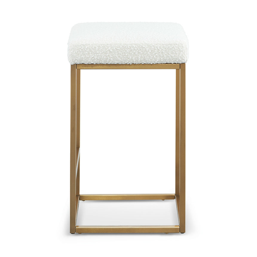 Daisy White Boucle Bar Stool - Brushed Gold Base - View 3