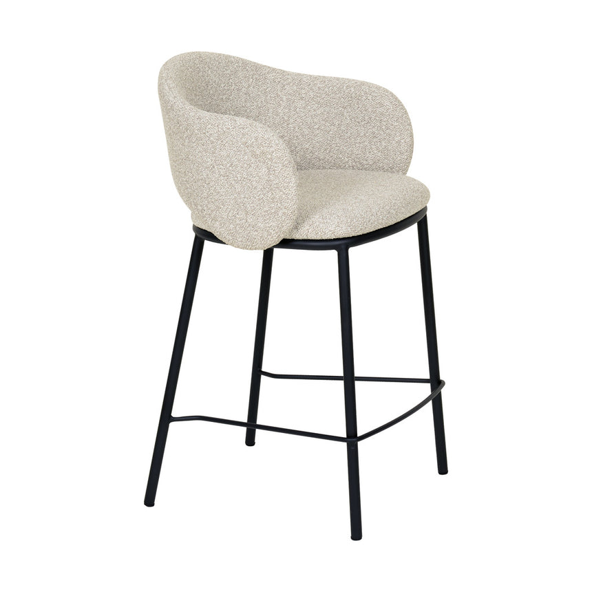 65cm Black Bar Stool - Clay Grey (Set of 2) - View 3