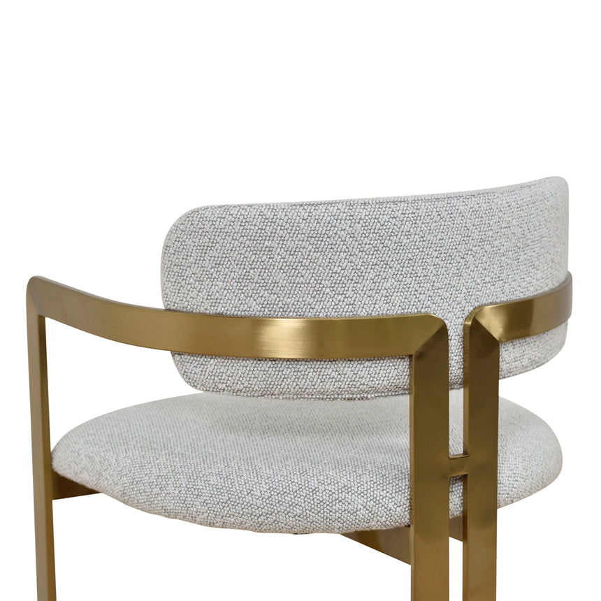 65cm Brushed Gold Bar Stool - Grey Boucle - View 9