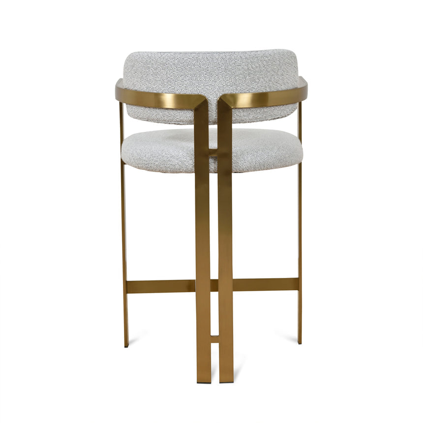 65cm Brushed Gold Bar Stool - Grey Boucle - View 3