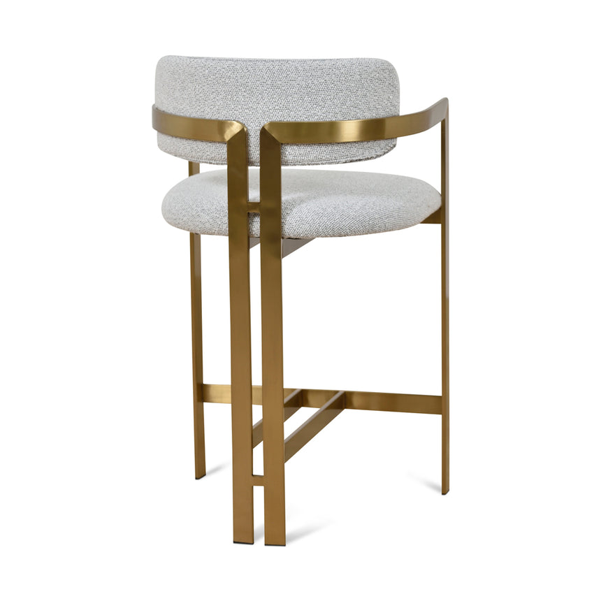 65cm Brushed Gold Bar Stool - Grey Boucle - View 4