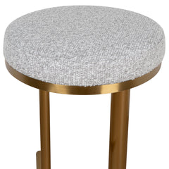 68cm Brushed Gold Bar Stool - Silver Grey Boucle