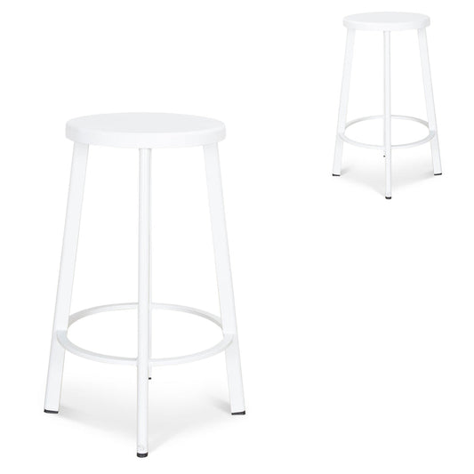 CBS8851-NHx2 65cm Timber Seat Bar Stool - White (Set of 2)