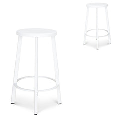CBS8851-NHx2 65cm Timber Seat Bar Stool - White (Set of 2)