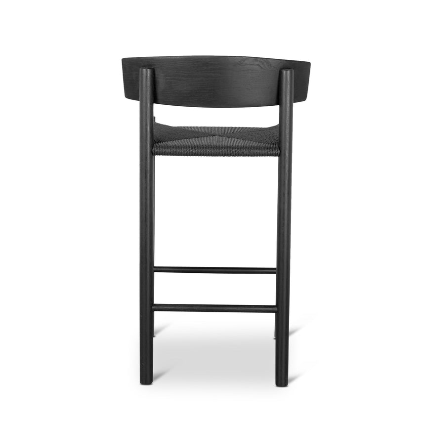 65cm Bar Stool - Full Black with Back Rest - View 5