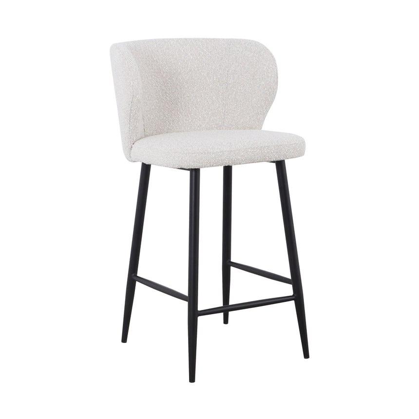 65cm Bar Stool - Pearl Grey Boucle (Set of 2) - View 2