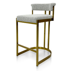 Ex Display - CBS8924-BS Silver Grey Boucle Bar Stool - Golden Base