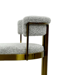 Ex Display - CBS8924-BS Silver Grey Boucle Bar Stool - Golden Base