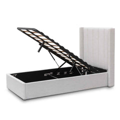 Slate Single Bed Frame | Pearl Grey Storage | Myka Home