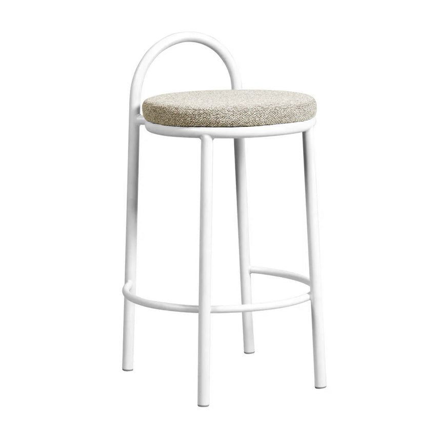 63cm White Frame Bar Stool - Clay Grey (Set of 2) - View 2