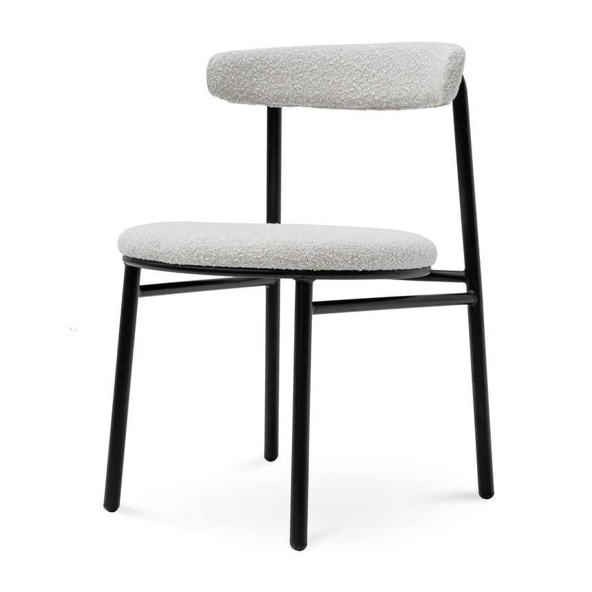Fabric Dining Chair - Moon White Boucle and Black Legs (Set of 2) - View 2