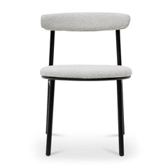 CDC6996-SD Fabric Dining Chair - Moon White Boucle and Black Legs