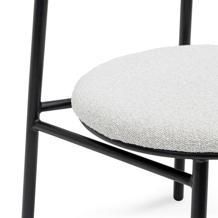 Fabric Dining Chair - Moon White Boucle and Black Legs - View 6