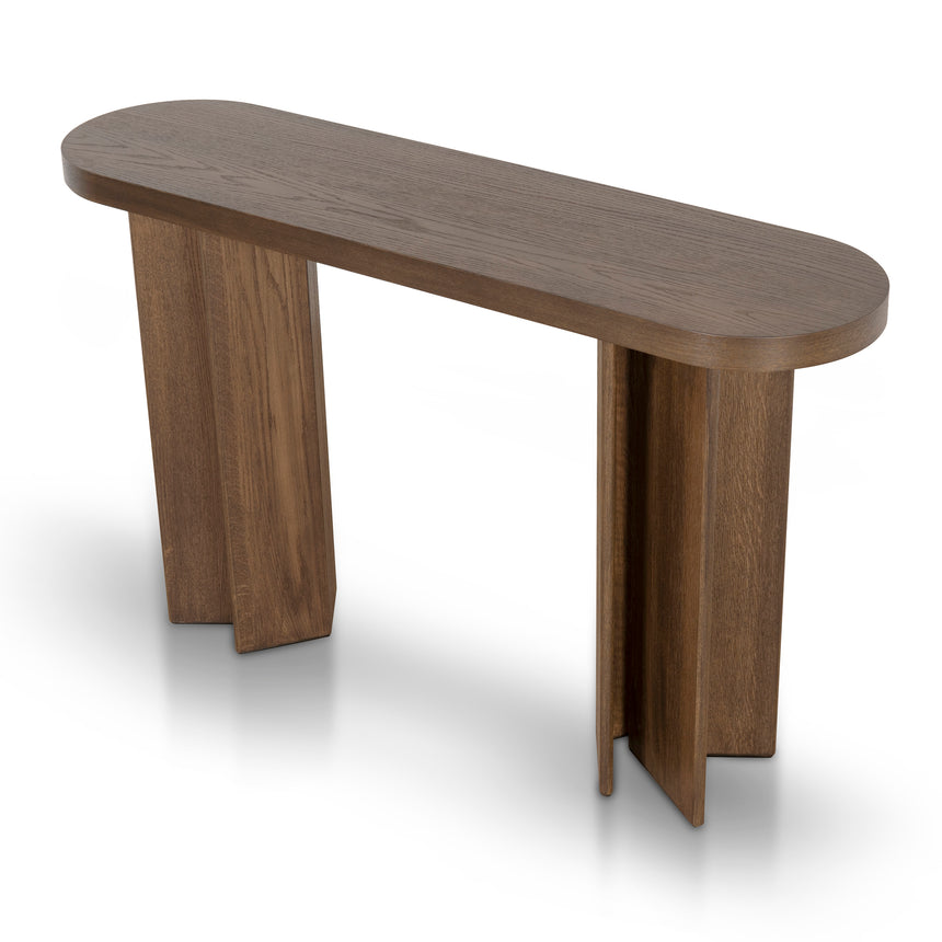 1.3m Pill Shape Console Table - Caramel Oak - View 3