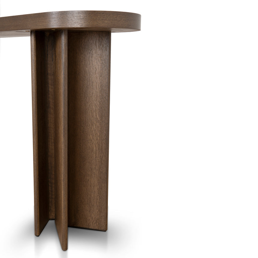 1.3m Pill Shape Console Table - Caramel Oak - View 8