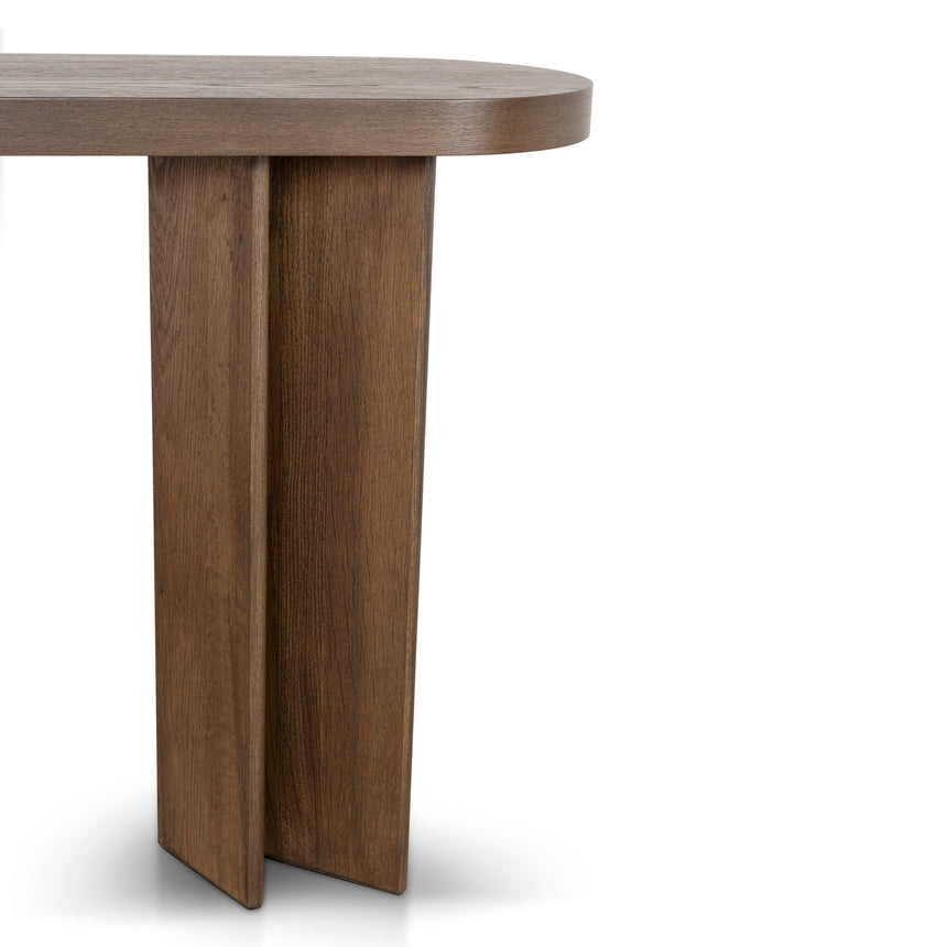 1.3m Pill Shape Console Table - Caramel Oak - View 9