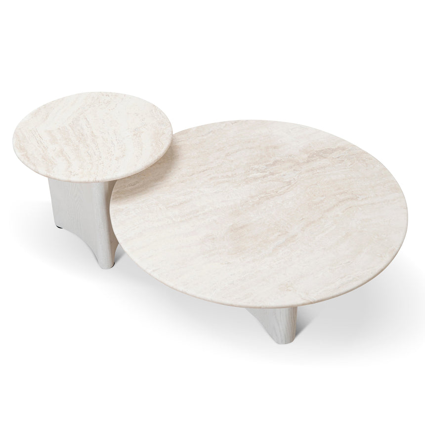 Nested Travertine Coffee Table - White - View 2